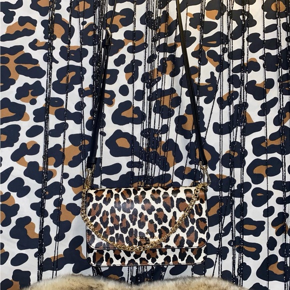KATE SPADE NEW YORK SPOTTED LEOPARD GOLD CHAIN CROSSBODY BAG - Picture 10 of 15